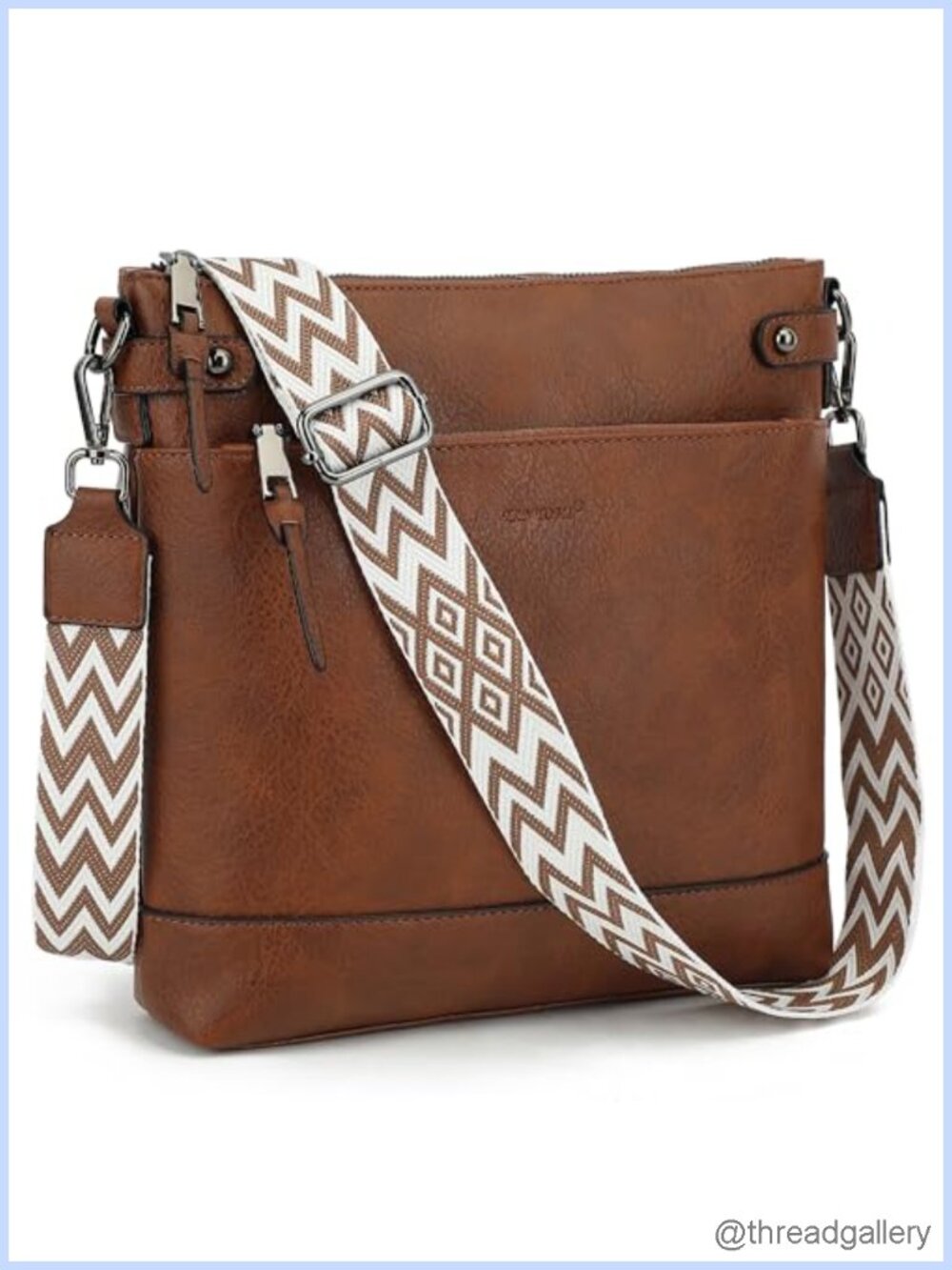 Vegan Leather Crossbody Hobo Bag with Guitar Strap & Card Slots
